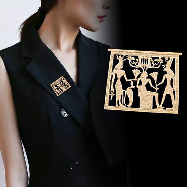 

pins, brooches vintage egypt portrait metal geometric gold color for women pins accessories fashion party jewelry, Gray