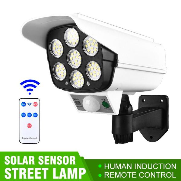 

solar light security dummy camera motion sensor outdoor solar lamp waterproof 77 led wall lamp for garden decoration