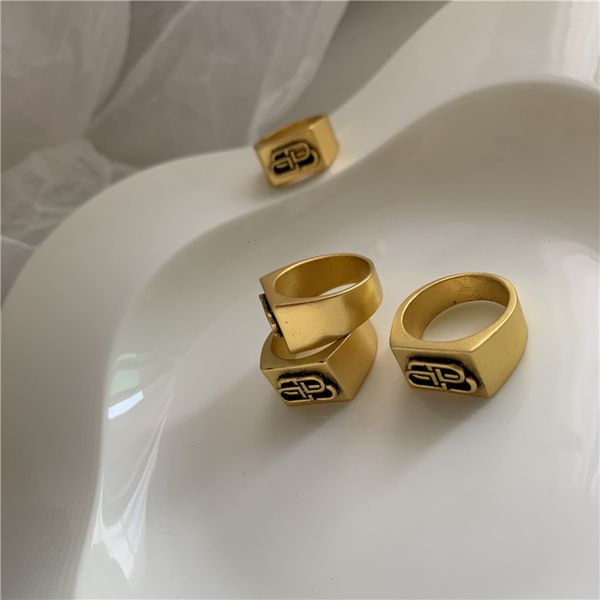 

hbp fashion personality letter wide edition sub gold worn out niche ring, Silver