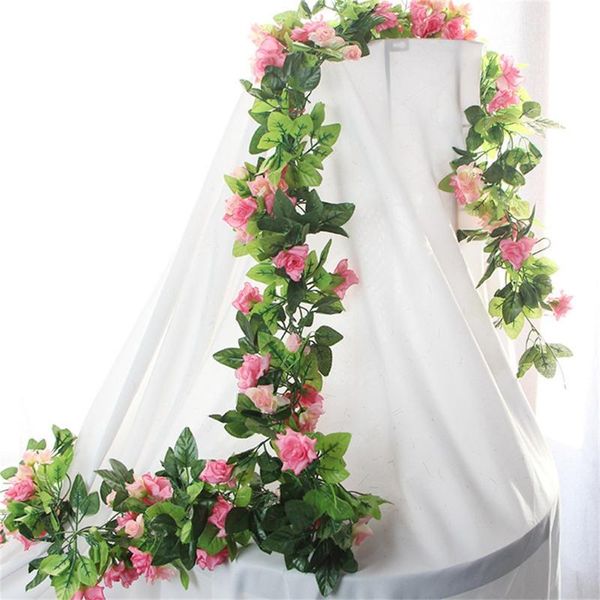 

decorative flowers & wreaths 230cm rose artificial silk climbing christmas garland for wedding home room decoration