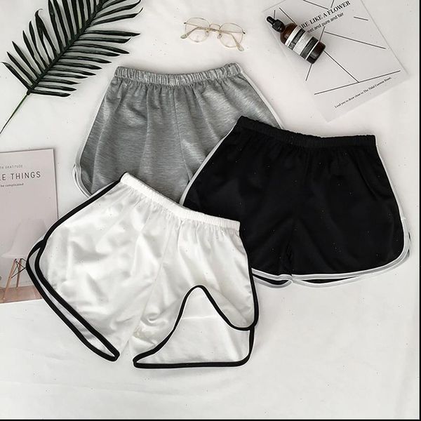 

2021 simple women casual shorts patchwork body fitness workout summer shorts female elastic skinny slim beach egde short hot, White;black