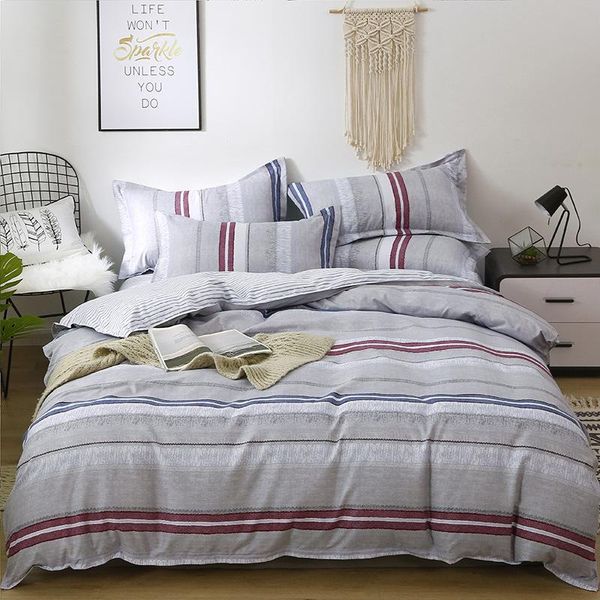 

bedding sets 3/4 pieces striped fashion soft duvet cover set comfortable double design sheet pillowcase for kids and oceania