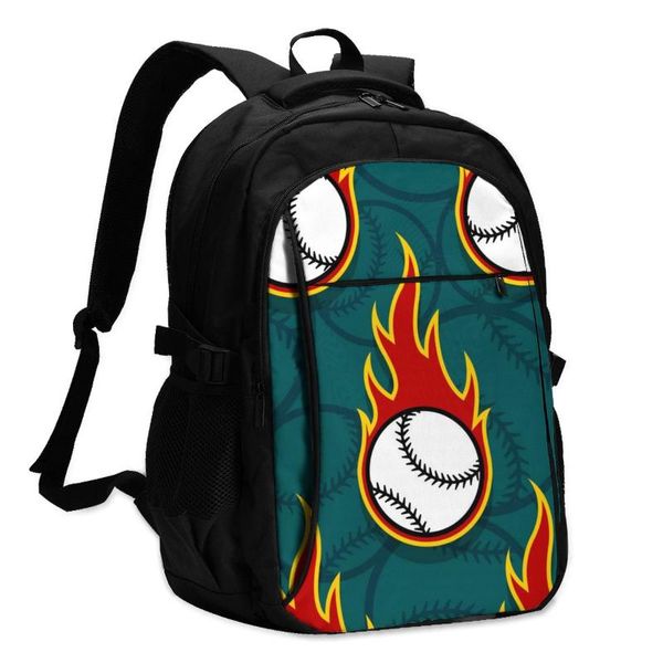 

backpack usb charging lapwomen's for teenage students girls school fire baseball ball travel bagpack