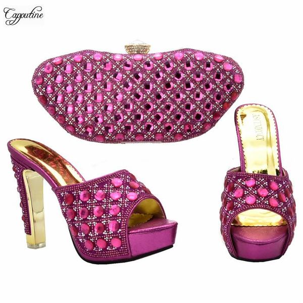 

dress shoes gorgeous fuchsia wedding/party super high heel and handbag set with stones 988-7, Black