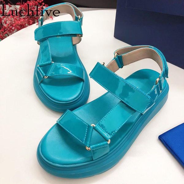 

dress shoes round open toe thick bottom flat sandals women crystal pearl buckle stickers leather ladies summer casual beach woma, Black