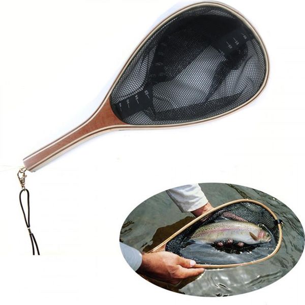 

fishing accessories landing net wooden handle nylon