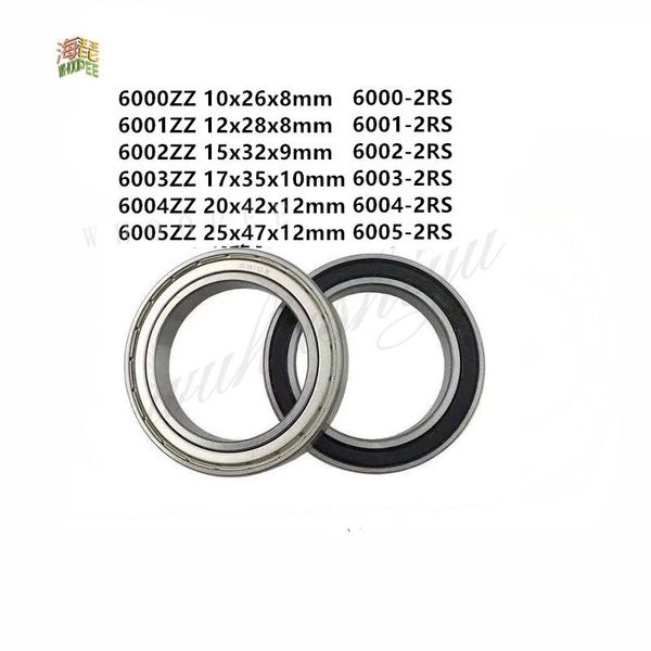 

bearings 6000-2rs 6001-2rs 6002-2rs 6000zz 6001zz 6002zz 6004zz 6005zz deep groove rubber sealed ball bearing metal shielded