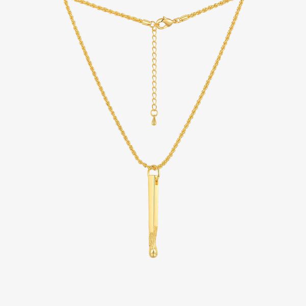 

enfashion vintage matchstick necklaces for women gold color stick pendant necklace 2021 trend fashion jewelry friends gift p3186 x0707, Silver