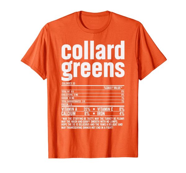 

collard greens nutritional facts shirt thanksgiving gift t-shirt, White;black