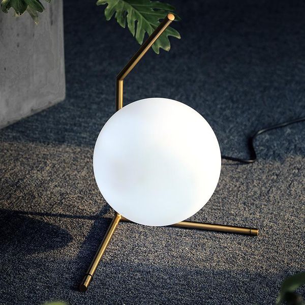 

table lamps 2021 nordic led design glass ball shape lampen bed reading book light desk for living room study bedroom lamp