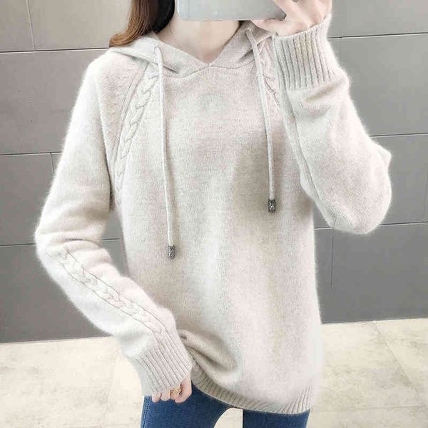 

women's hoodie, long sved sweater, solid, thick, casual winter, 2021, White;black