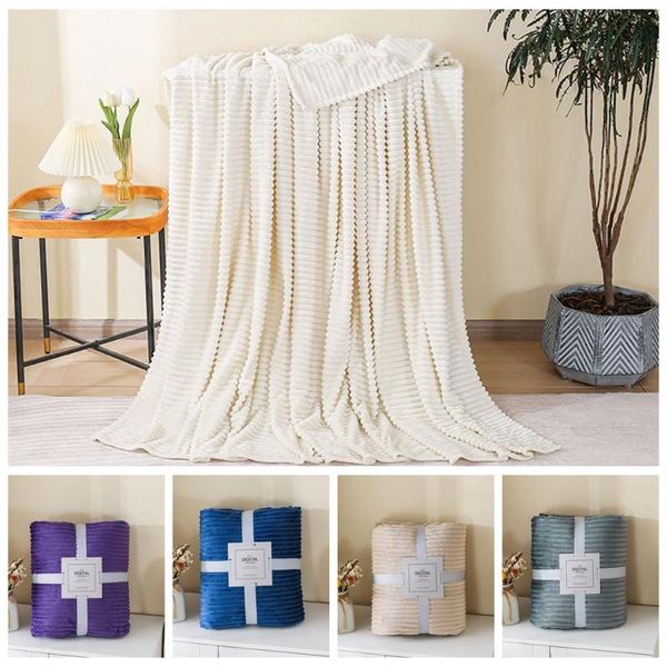 

blankets 10070cm camping sofa lightweight fuffy flannel solid color blanket throw