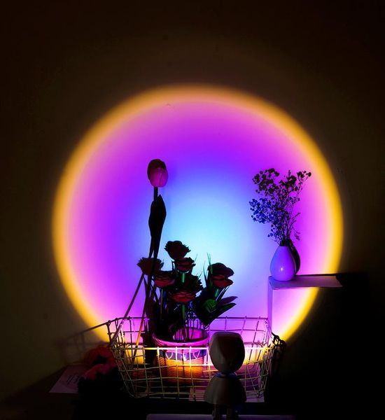 

novelty lighting robot charging lamp usb led projector night light rainbow sunset selfie bedroom atmosphere table