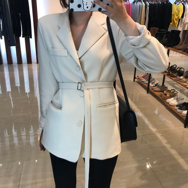 

elegant female 2021 spring and models black jacket small women's wild vfa3, White;black