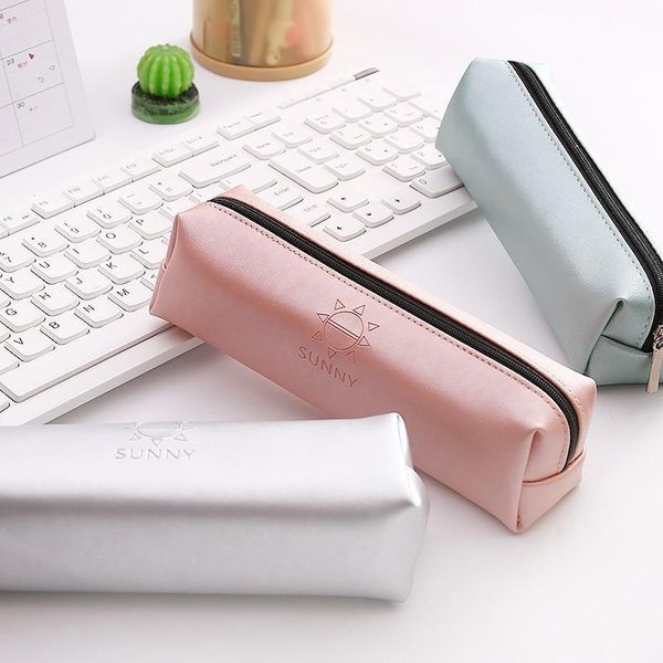 

pencil bags case stationery simple small fresh large capacity creative pu storage