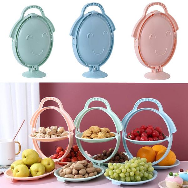 

dishes & plates creative folding candy fruits plastic outing picnic portable bowl tray cute wedding home party supplies