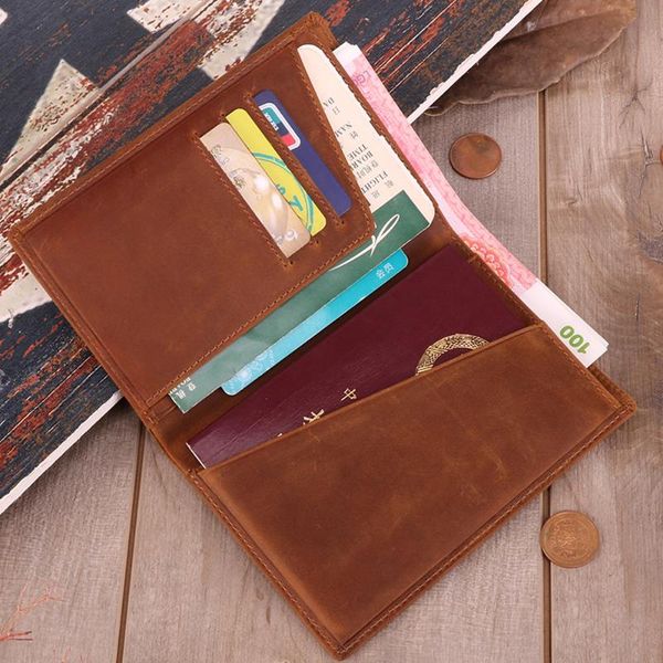 

wallets joyir men wallet travel passport cover crzay horse leather male organizer multi-function holder coin purse, Red;black