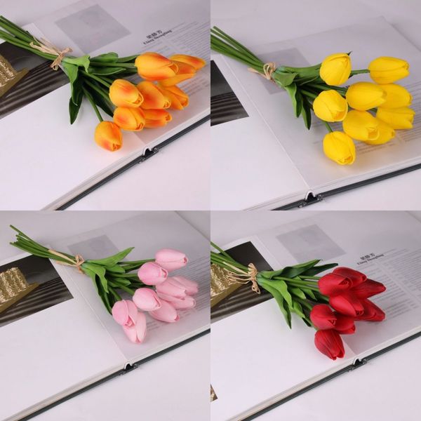 

latex tulips artificial pu flower bouquet real touch flowers for home decoration wedding decorative flowers 11 colors option 296 s2