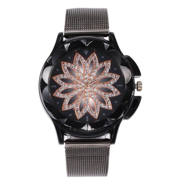 

wristwatches fashion rose gold flower rhinestone casual luxury watches quartz watch women girl drop montre femme relogio feminino, Slivery;brown