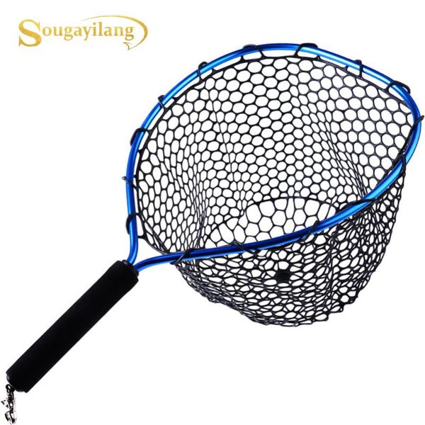 

sougayilang 54x30x24cm folding dip net outdoor fishing brail blue soft rubber material landing net eva handle fishing nets
