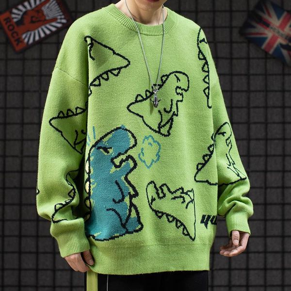

men's sweaters 2021 spring autumn winter sweater cartoon harajuku couple pullover hip hop loose oversized black green white men clothi, White;black