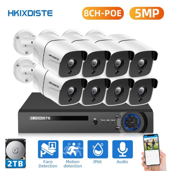

wireless camera kits hd 8ch 5mp poe security system face record nvr outdoor waterproof ip audio home video surveillance kit