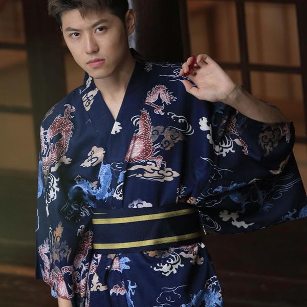 

ethnic clothing men blue samurai costumes halloween carnival anime cosplay oriental japanese traditional kimono long robe gown with belt, Red