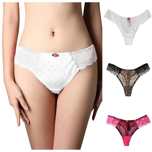 

women's panties 3pcs women lace lingerie temptation low-waist fruit embroidery transparent briefs seamless sweet cotton underwear, Black;pink