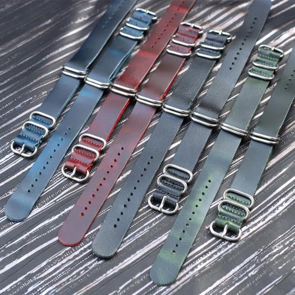 

watch bands nato leather band 18mm 20mm 22mm 24mm seat belt strap green black red blue coffee colors watchband, Black;brown