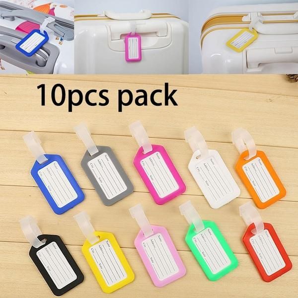 

toiletry kits 10pcs/lot ramdom color abs plastic travel luggage tags with transparent straps