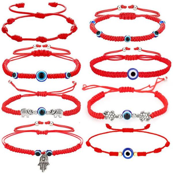 

handwoven charm bracelets lucky red string blue turkish evil eye pendent bracelet jewelry for women wholesale, Golden;silver