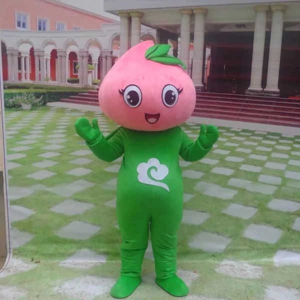 Costume della mascotte di Halloween Peach Cartoon Fruit Personaggio a tema anime Festa di Carnevale di Natale Costumi di fantasia Costume da esterno per adulti