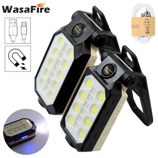 

portable t6+cob led working light usb rechargeable mangnetic torch white red light lantern for camping car repairing