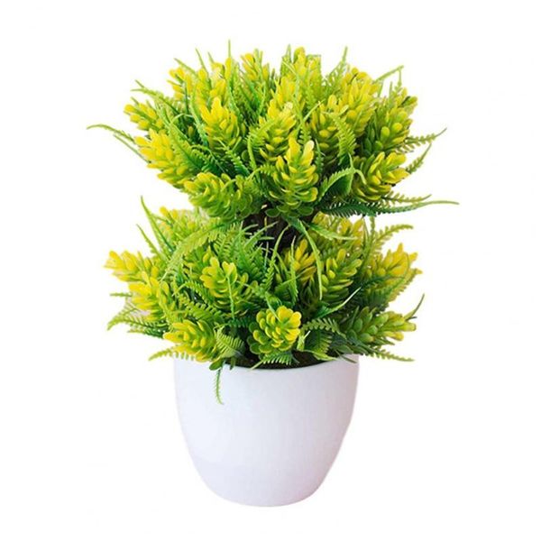

1 set artificial flower dual layer design anti-fade plastic simulation potted plants for garden