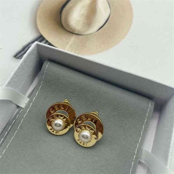 

70% off outlet online pearl button earrings advanced feeling exquisite temperament net red fashion earrings, Golden