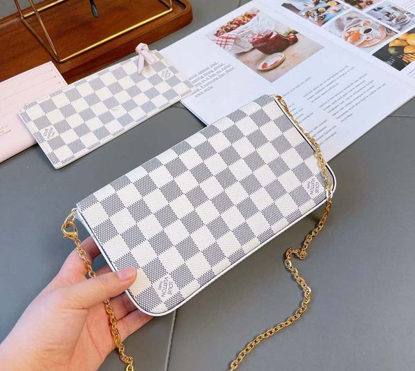 

designer handbags shoulder bag totes 3pcs set pochette accessories brown flower messenger chain strap cross body ladies flap purse clutch wi