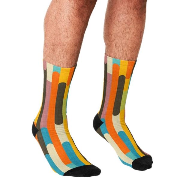 

men's socks funny retro block popsicle sticks pattern printed hip hop men happy cute boys street style crazy for, Black