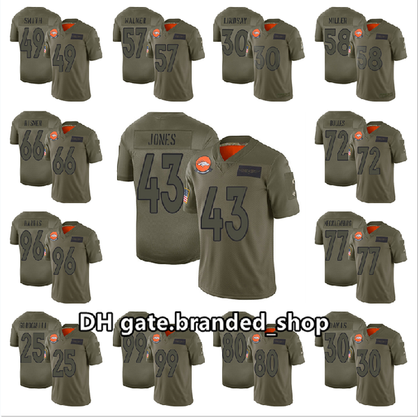 

denver broncos mens 58 von miller 30 phillip lindsay women youth nfl 2021 limited stitched salute to service football jersey, Black;red