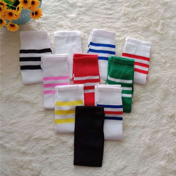 

three stripe sports student uniform school stockings girl boy football cotton, Black