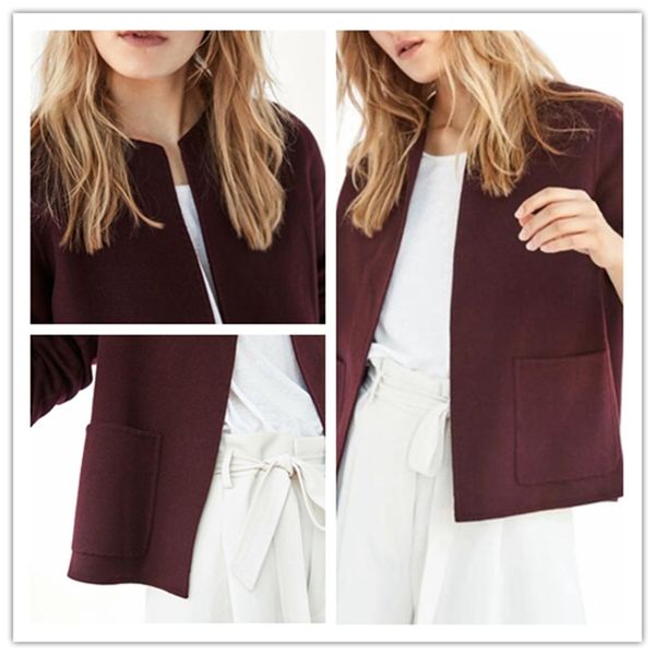 

2021 women jacket autumn and winter new wool ladies short coat wine red cardigan o9rv, White;black