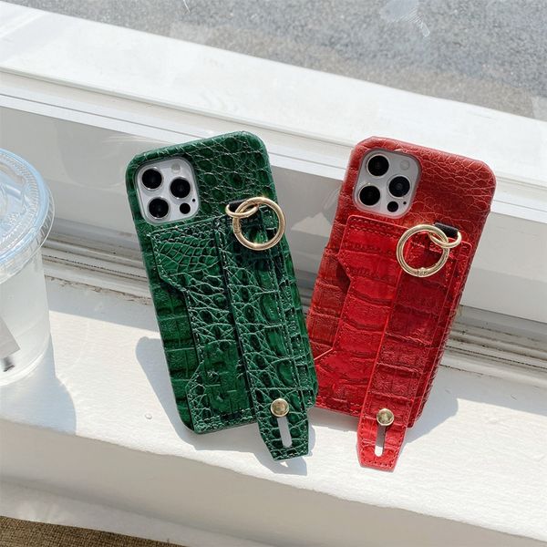 

luxury brand pu leather wristband phone cases for iphone 13 12 11 promax x xs max xr 7 8 plus wriststrap fashion back cover