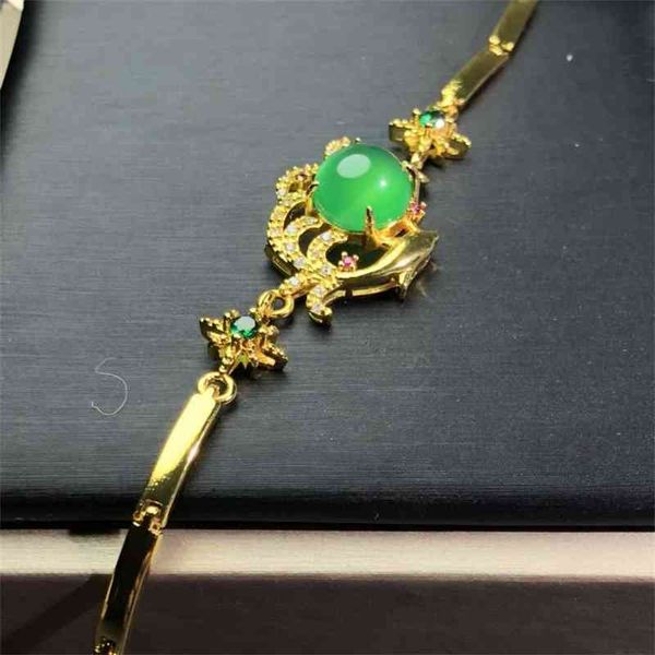 

green chalcedony inlaid bracelet women's jewelry zhenping jade, Black