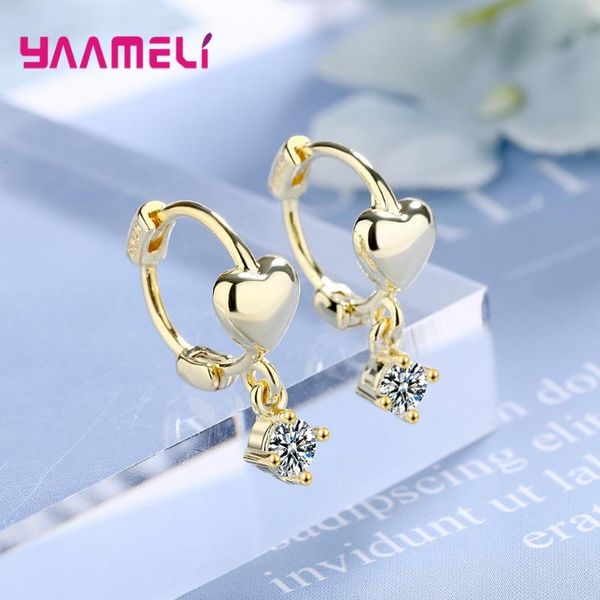 

dangle & chandelier cute heart crystal earrings for women girls wedding 2021 trend fashion jewelry 925 sterling silver valentines day gift