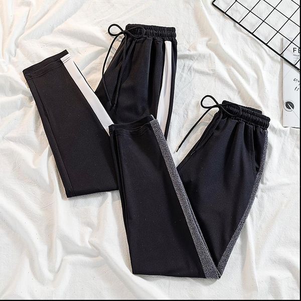

striped pants women harem casual high waist plus size pantalon femme sweatpants female trousers 100kg drop shipping, Black;white