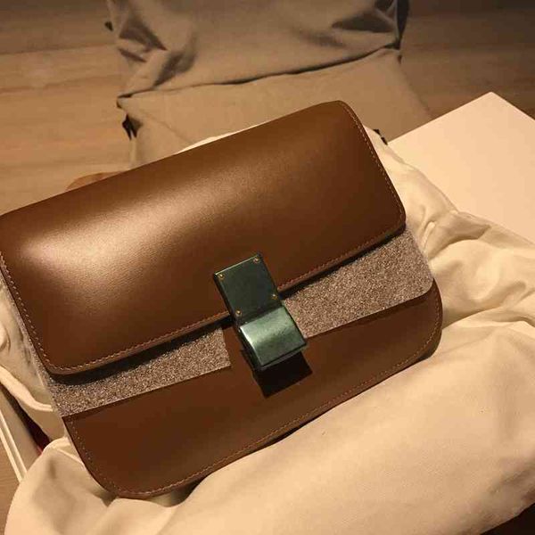 

holder2021 versatile women's simple mini tofu box small square leather one shoulder messenger baghandbag hook