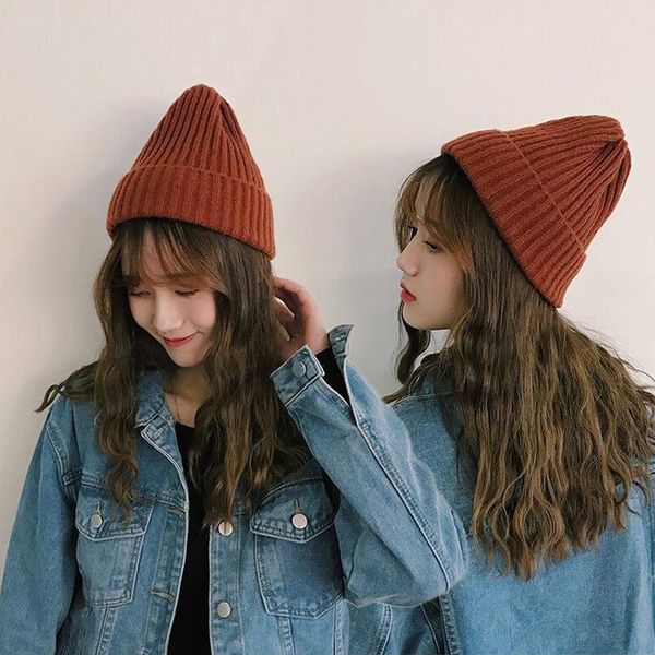 

pure color light board woolen hat ins wind autumn and winter woman korean style pointed hat fashion simple harajuku knitted