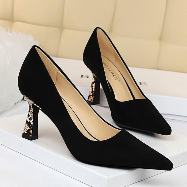 

dress shoes european and american style fashion simple nightclub was thin leopard print color matching suede shallow mouth pointed, Black