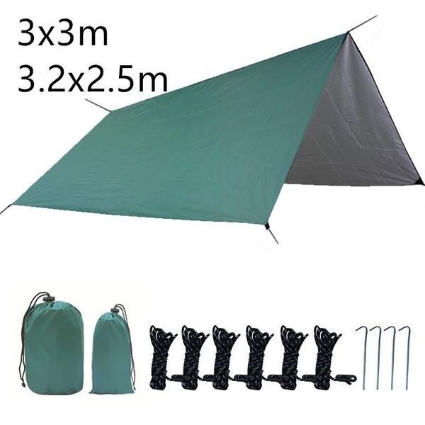 

3x3m 3.2x2.5m awning waterproof tarp tent shade ultralight garden canopy sunshade outdoor camping hammock rain beach sun she