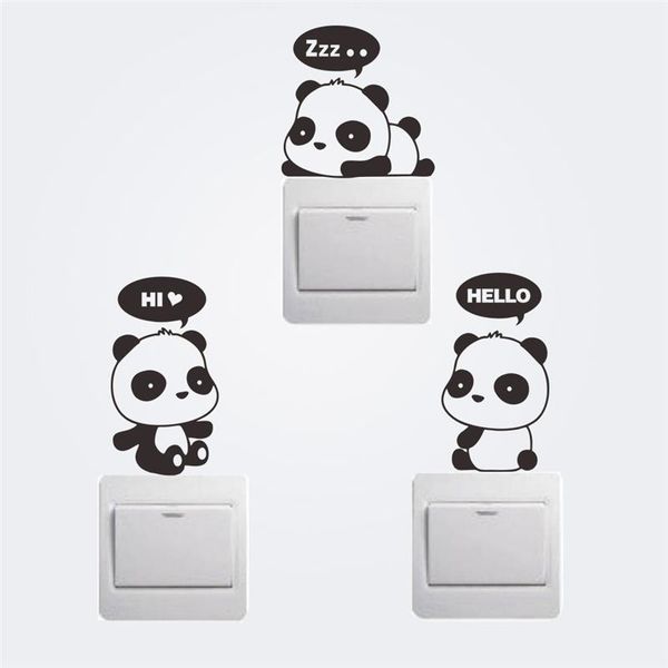 

wall stickers 3 funny baby pandas switch cartoon kids room decoration diy decals animal mural art posters home decor
