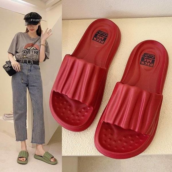 

slippers shoes women female summer bathroom comfortable antiskid feet indoor home thick soft bottom sandalias mujer, Black